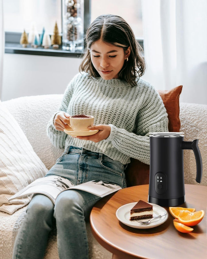 Liksiy Milchaufschäumer, 4-in-1-Kaffee-Milchaufschäumer mit Heiss- und Kaltaufschäumung für Latte, C