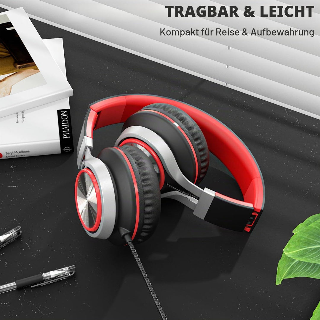 USB-C Kopfhörer mit Mikrofon und Lautstärkeregler, Over Ear Stereo Headsets für iPhone 15, 16 Pro, k