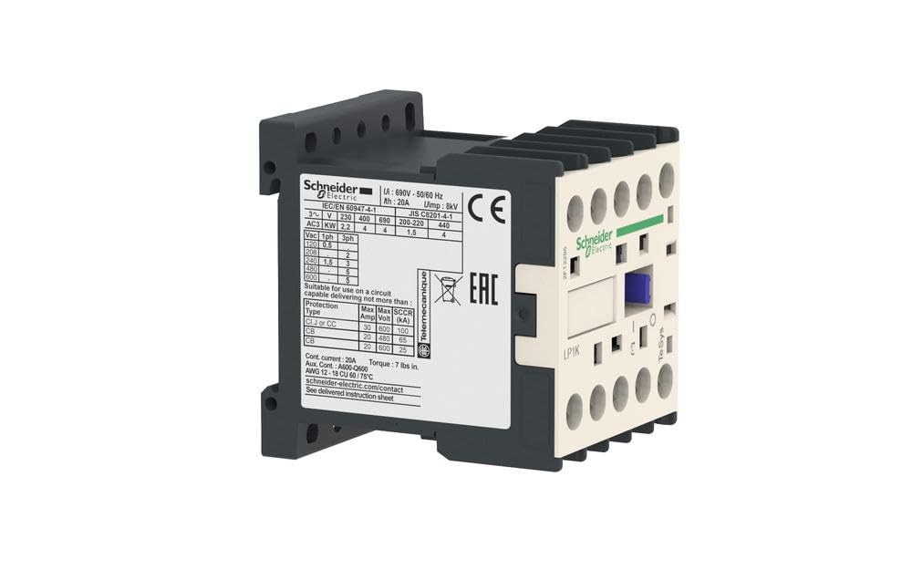 Schneider Electric - Leistungsschütz LP1K 3p, 400 V AC3, Spule 24 V DC, +1S, 4 kW, 9 A, LP1K0910BD3