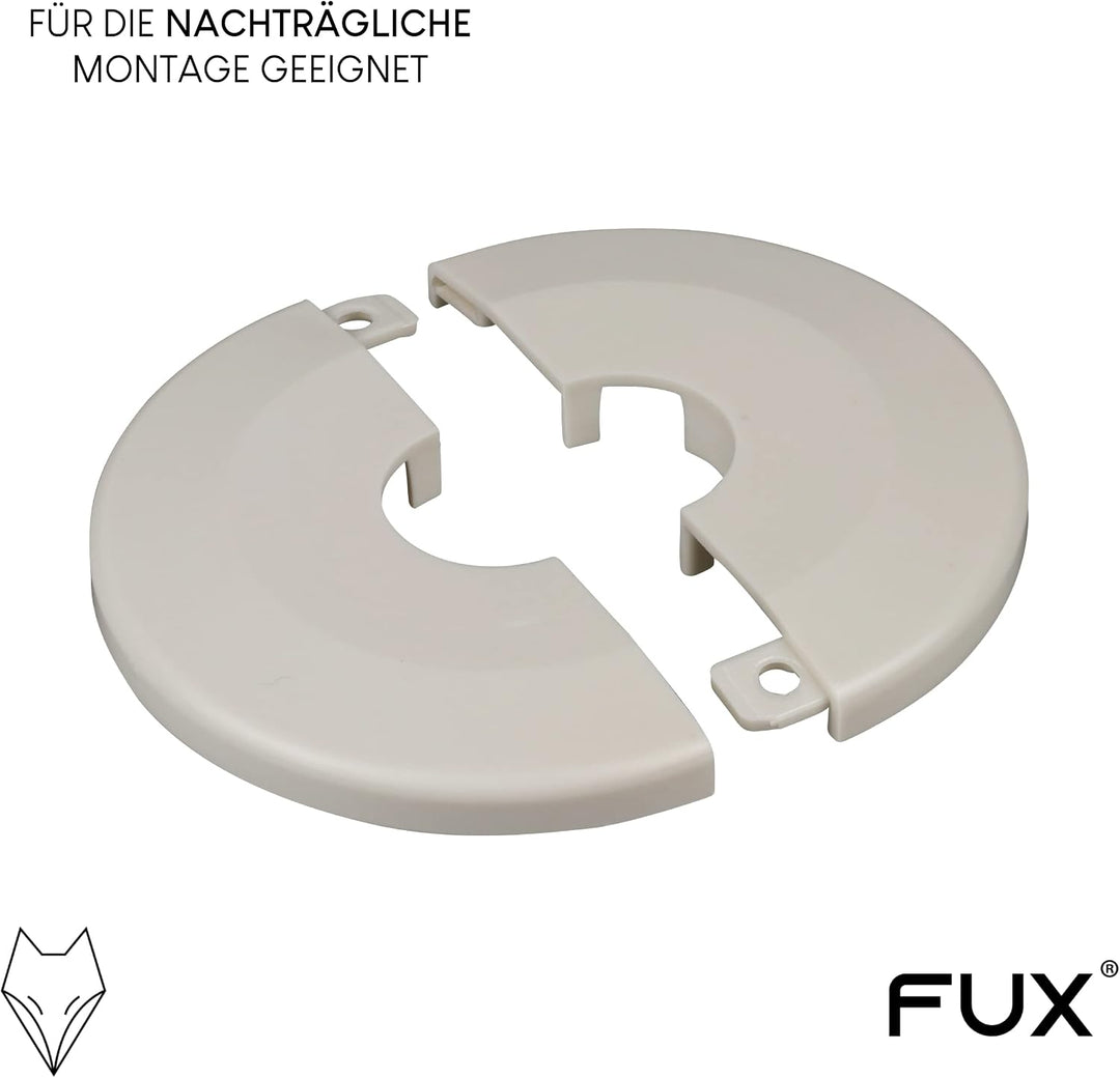 FUX 6 Stück Einzel Heizungsrohr Rosette, grosser Aussen-Ø 65mm, Innen-Ø 10mm - 43mm, Heizung, Rohrab