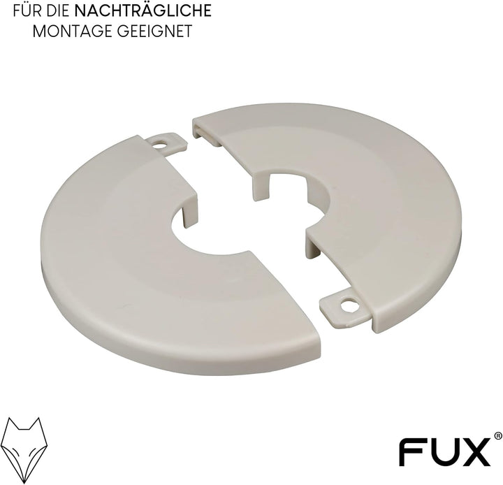 FUX 6 Stück Einzel Heizungsrohr Rosette, grosser Aussen-Ø 65mm, Innen-Ø 10mm - 43mm, Heizung, Rohrab