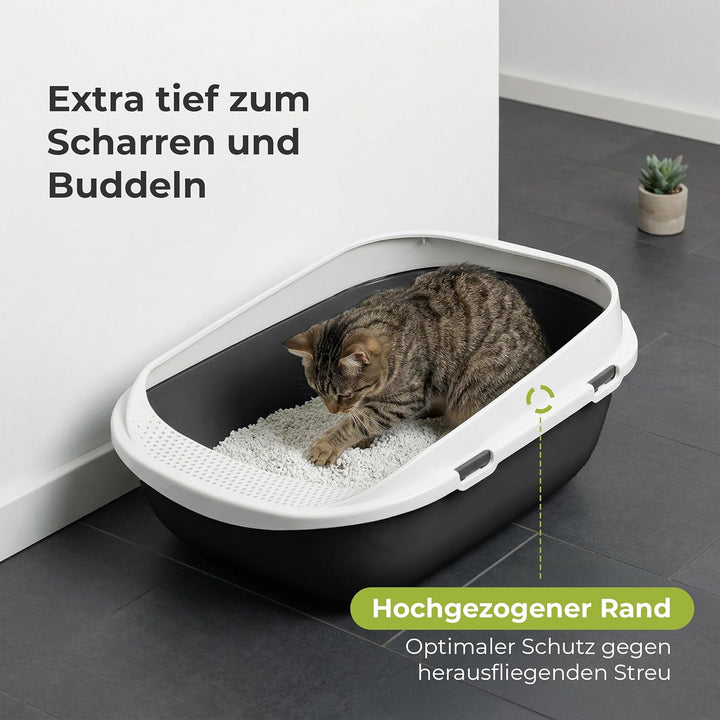 XXL Jumbo Katzentoilette Schale 65 cm anthrazit inkl. Schaufel, anthrazit