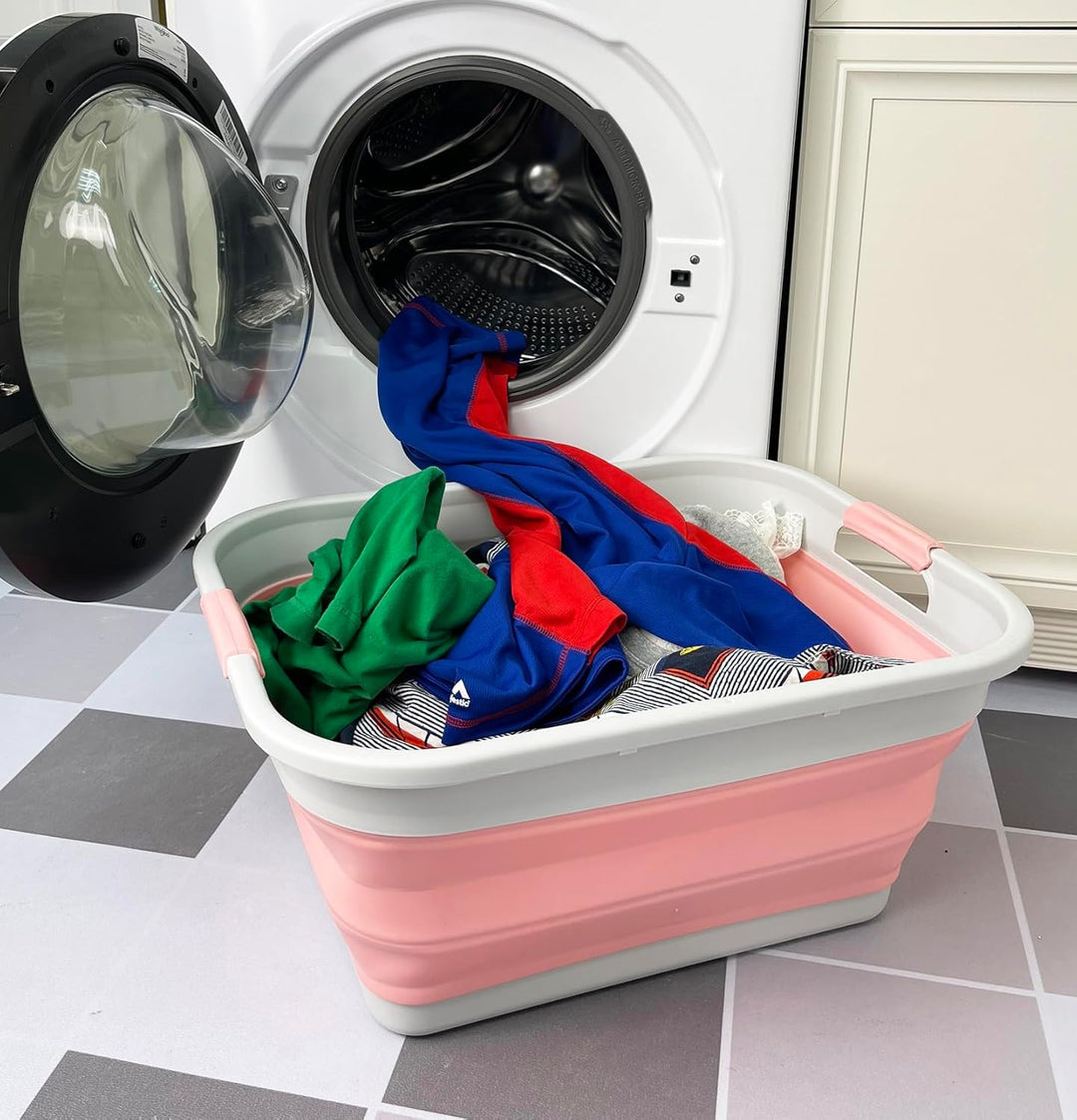 SAMMART 41L Collapsible Plastic Laundry Basket - Foldable Pop Up Storage Container/Organizer - Porta