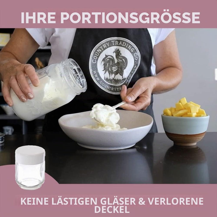 Edelstahl Joghurtbereiter mit 1 Quart Glas und komplettem Rezeptbuch für 12+ einfache selbstgemachte