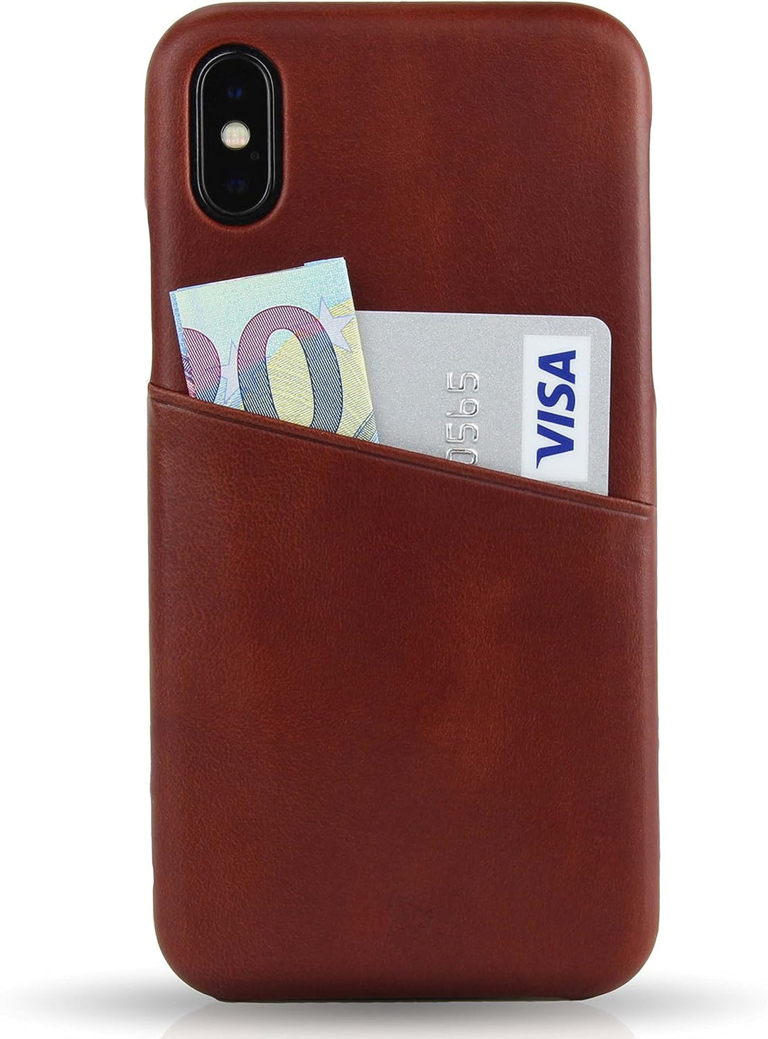 BULLAZO Menor Urban, Edle Hülle aus Leder mit Kartenfach, Kompatibel mit iPhone X 10 XS 10S, Braun,