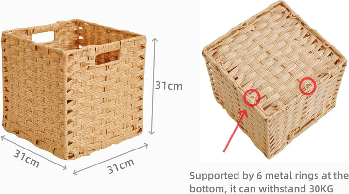 Aufbewahrungskorb, 31x31x31cm Aufbewahrungsboxen aus Polypropylene und Metallstreifenfür Vorratskamm