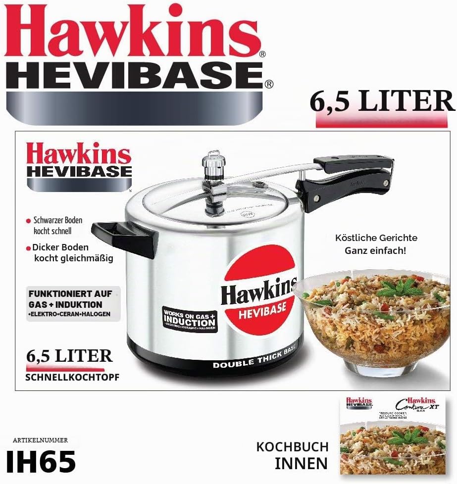 Hawkins Hevibase IH65 HAIH65 Schnellkochtopf, Aluminum, Silver 6.5 Liter, 6.5 Liter