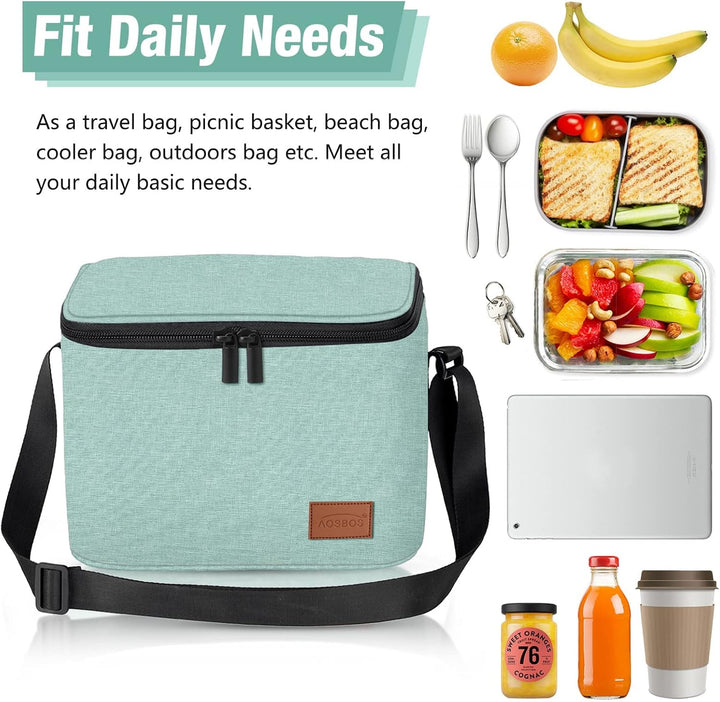 Kühltasche Klein Leicht Lunch Tasche Isoliertasche zur Arbeit Schule Faltbar Wasserdicht Lunchbag Re
