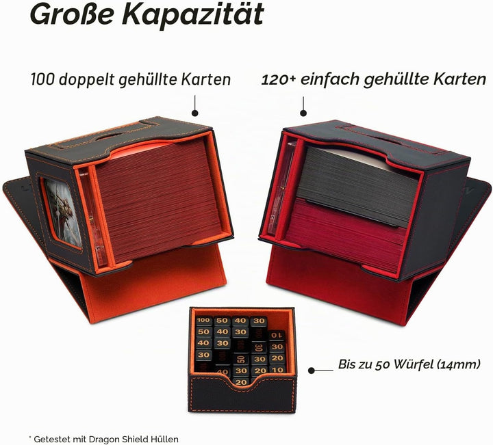 Mage Tech Card Deck Box für MTG Commander - Patentiertes Design, Commander Display, als Deckhalter,