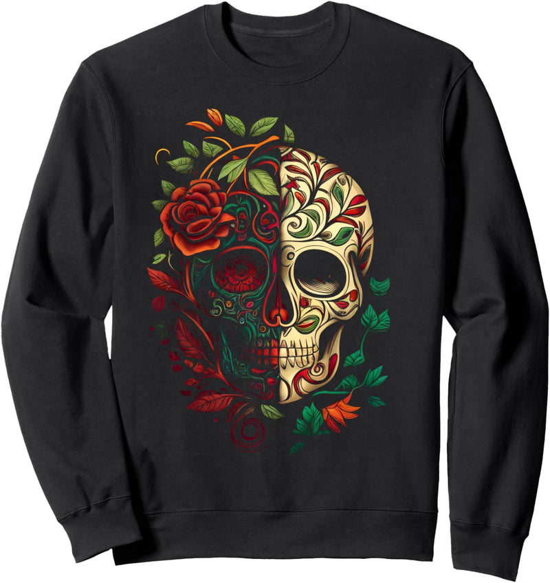 Natur Erde Magie Ornate Floral Schädel Wiedergeburt Symbol Sweatshirt