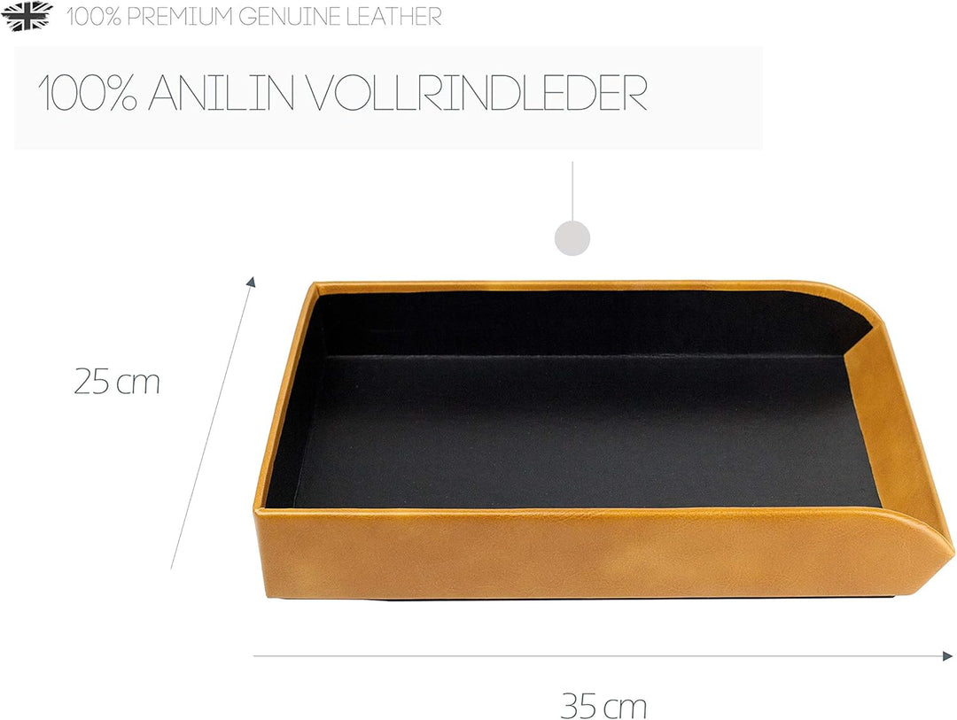 DELMON VARONE - Briefablage DIN A4 aus Premium Leder Vintage Anilin braun, Schreibtisch Organizer al