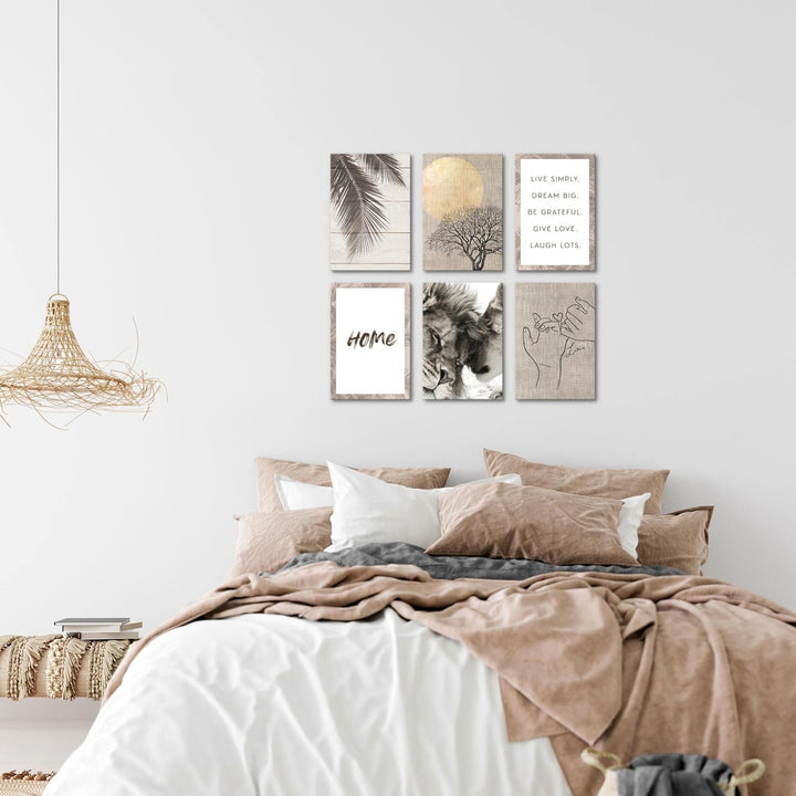 Novart Wandbilder Set - KOMPLETT AUFHÄNGFERTIG - Made in Germany - Moderne Bilder Löwen Liebe Wohnzi