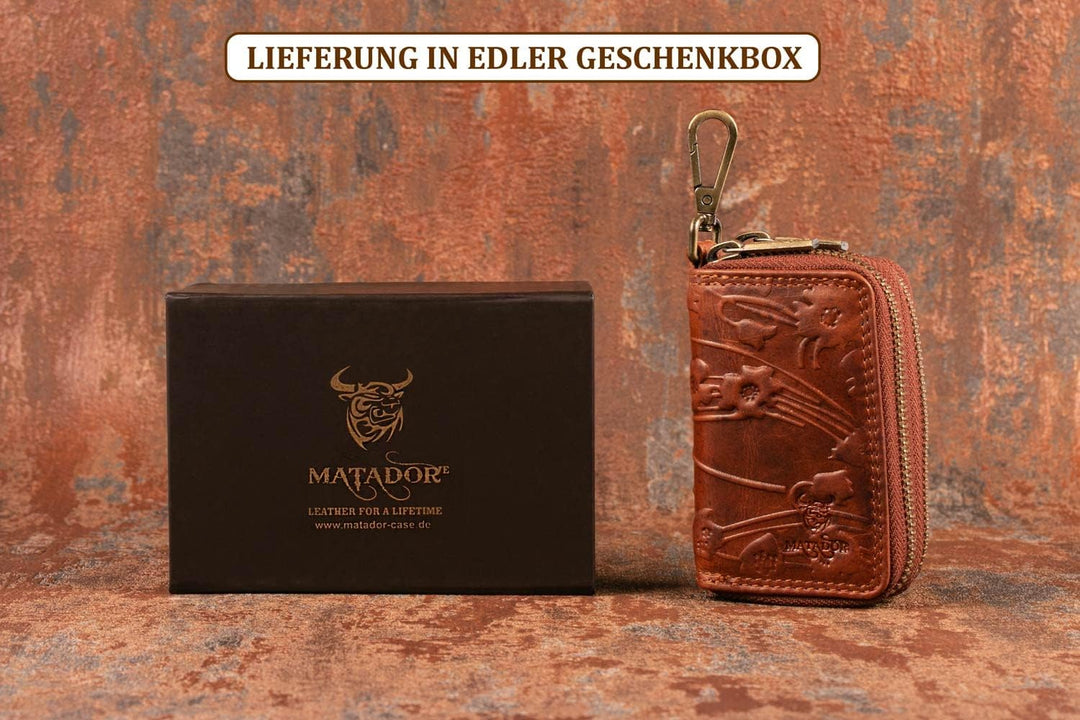 MATADOR Schlüsseletui Herren Leder #KOPENHAGEN mit edler Geschenk Box, Elegante Autoschlüssel Hülle