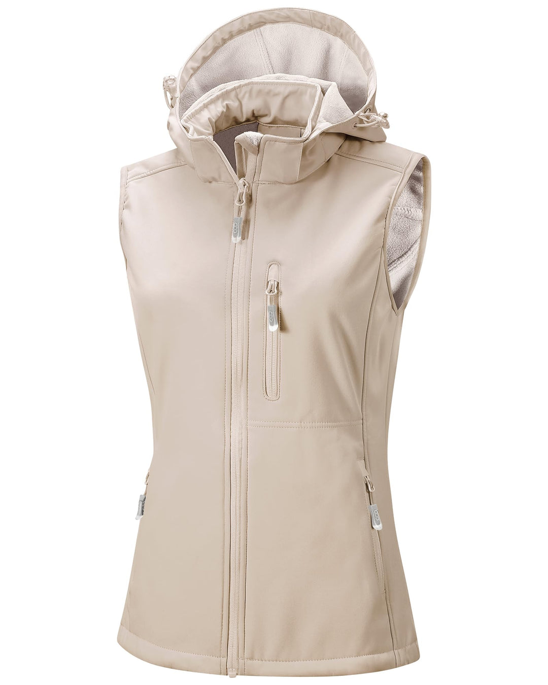 33,000ft Damen Softshell Westen mit Abnehmbare Kapuze Fleece Gefütterte Ärmellose Jacke Wasserdichte