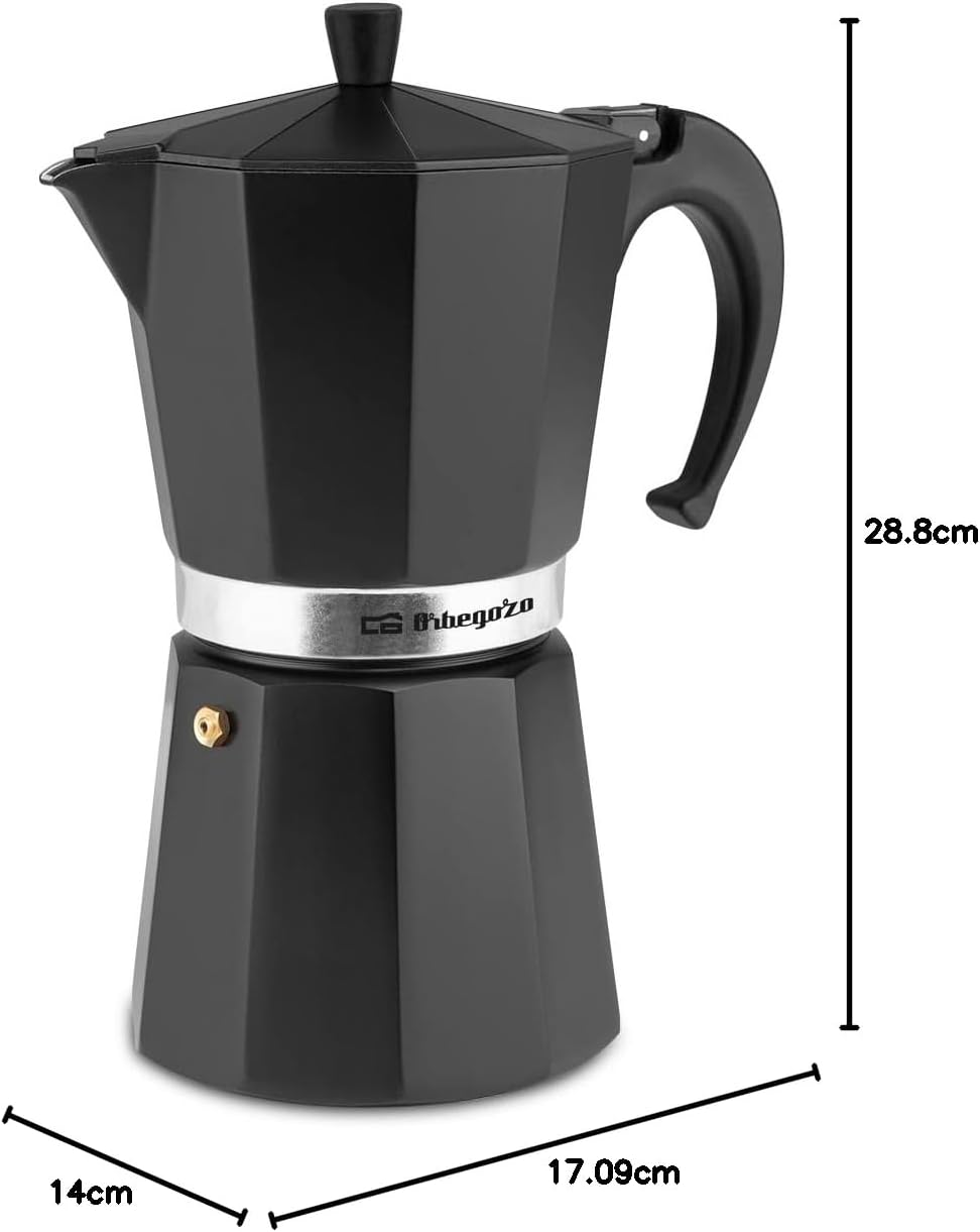 Orbegozo KFN 1210 - Italienischer Kaffeekocher aus Aluminium, Kapazität: 12 Tassen, ergonomischer Gr