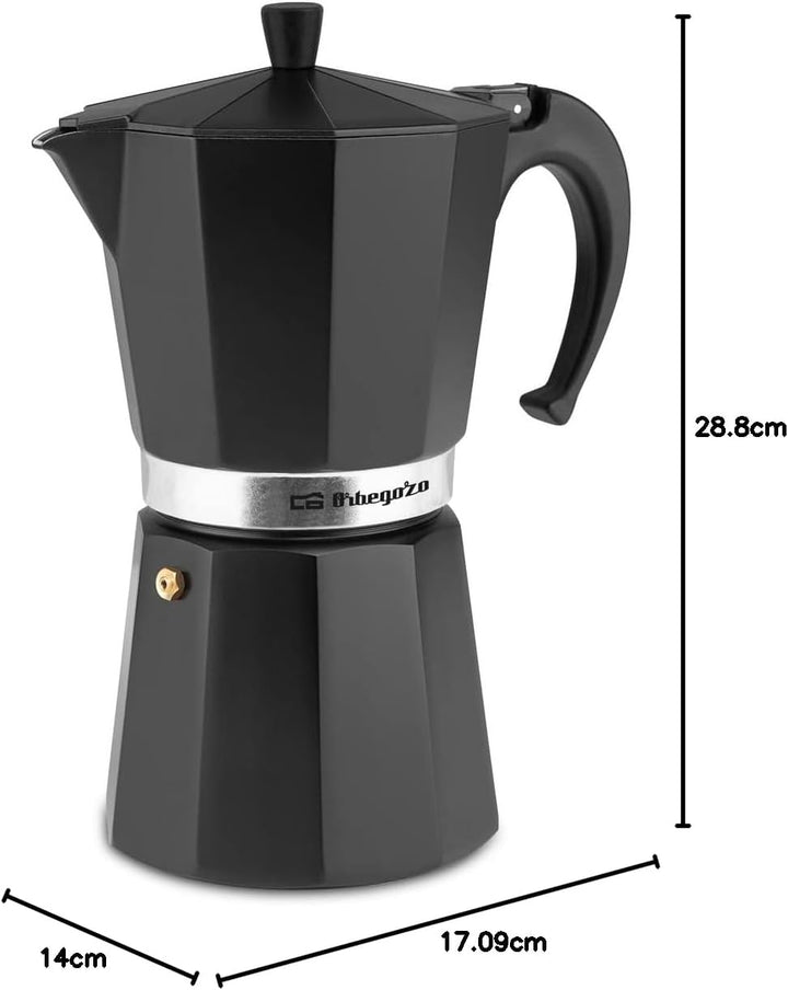 Orbegozo KFN 1210 - Italienischer Kaffeekocher aus Aluminium, Kapazität: 12 Tassen, ergonomischer Gr