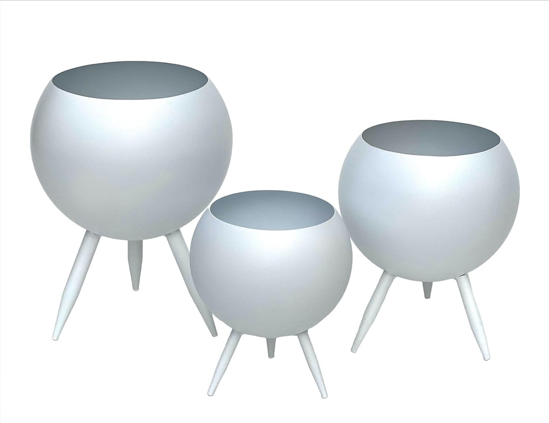 DanDiBo Blumenhocker Metall mit Topf Weiss Blumenständer 96259 3er Set Blumensäule Modern Pflanzenst