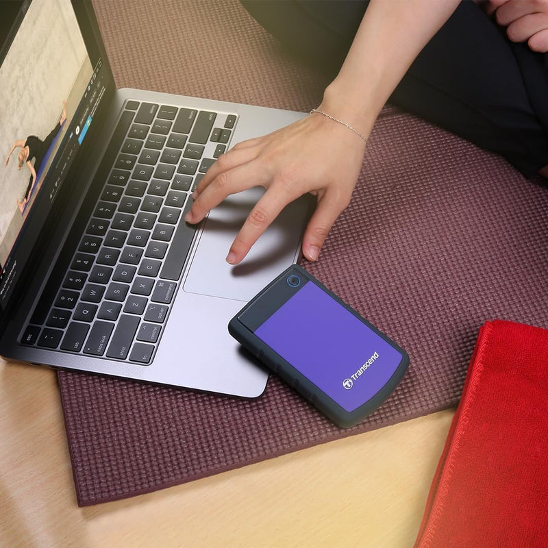 Transcend TS4TSJ25H3P 4TB portable, externe Festplatte (HDD) in purple (lila) mit Backup-Funktion (D