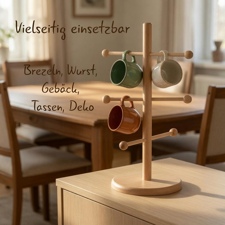 Bütic Holz Brezelbaum, Brezelständer, Gebäckständer aus Buche 6-armig, Artikel:Höhe 50cm, Höhe 50cm