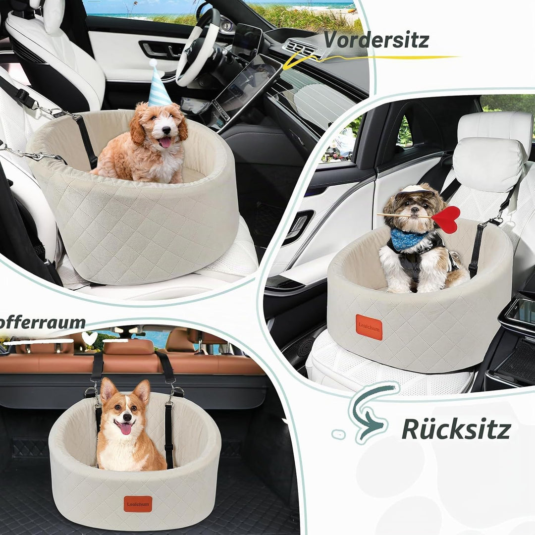 Hunde-Autositz, bequemer Haustier-Autositz mit Sicherheitsleinen zum Anklippen, waschbares Reise-Aut
