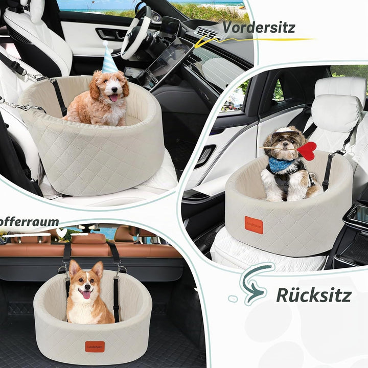 Hunde-Autositz, bequemer Haustier-Autositz mit Sicherheitsleinen zum Anklippen, waschbares Reise-Aut