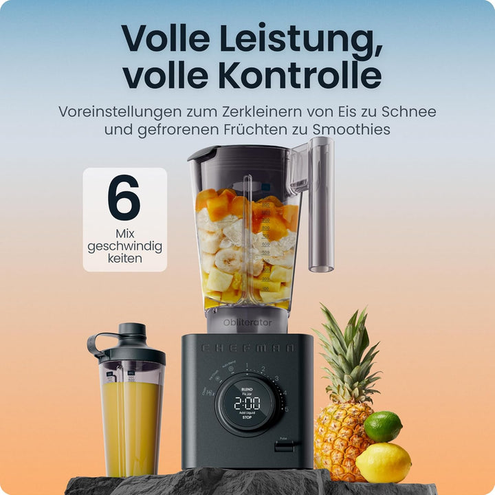 Chefman Obliterator 1.2L Standmixer für Smoothies, 1380W Motor zum Zerkleinern von Eis, Nüssen und g