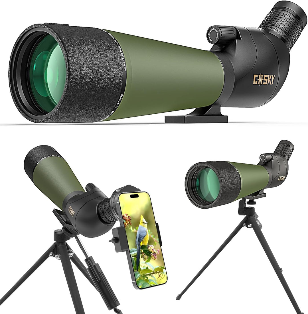 Gosky Spektiv mit Stativ, Tragetasche und Smartphone-Adapter – BAK4 abgewinkeltes Teleskop – wasserd