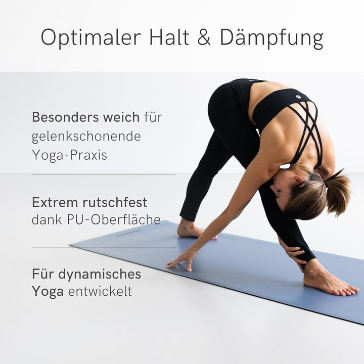 LOTUSCRAFTS® Yogamatte rutschfest, aus Naturkautschuk, universell einsetzbar als Yoga Matte, Sportma