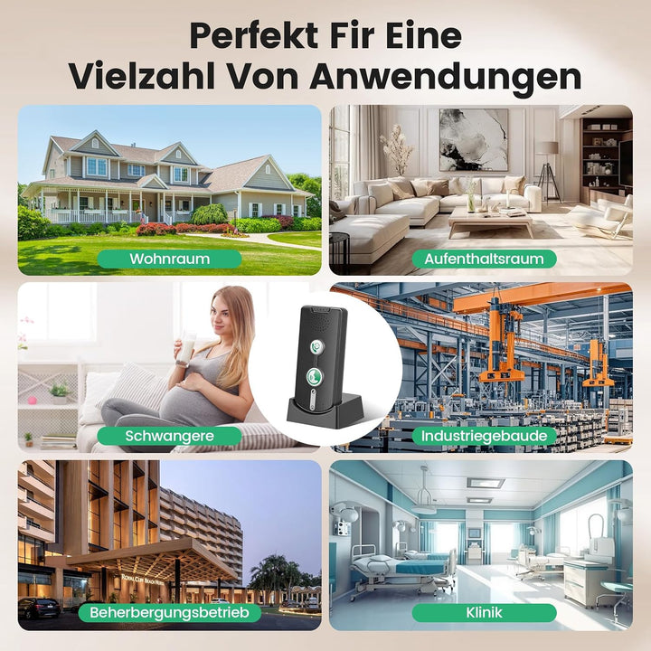 2 Wege Gegensprechanlagen 1000M, Smart Voice Intercom mit 38 Klingeltöne, Kabellose Notruf-Gegenspre