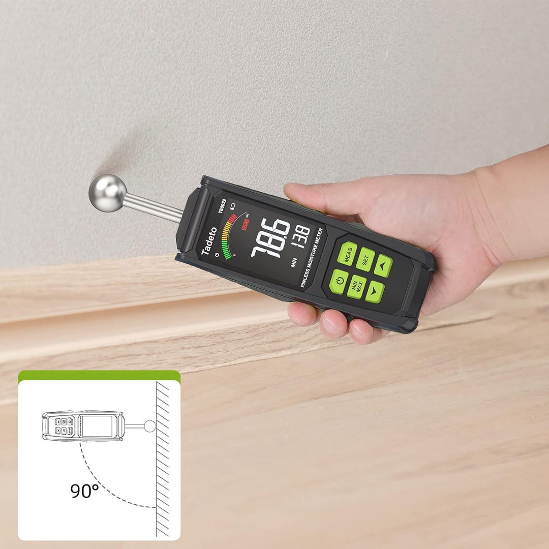 Feuchtigkeitsmessgerät, Tadeto Feuchtemessgerät 20-40mm Analysetiefe mit Farb-LCD Alarmfunktion Hold