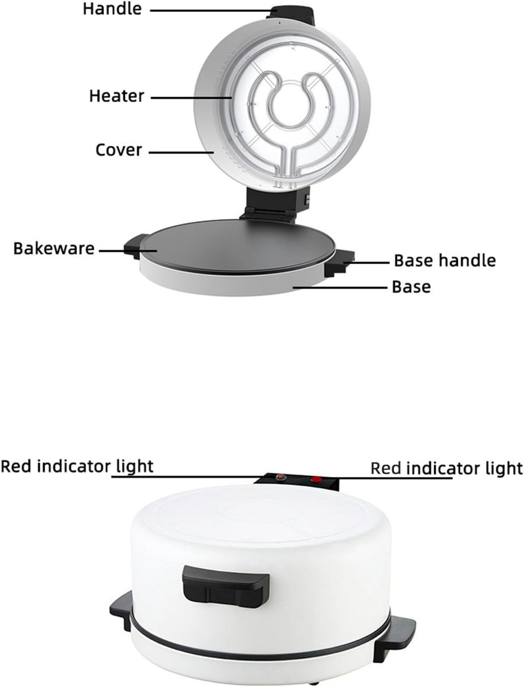 Pizza-Maker, 11,8-Zoll-Pizzamaschine, Neu Verbesserter Cool-Touch-Griff, Antihaftbeschichtete Platte