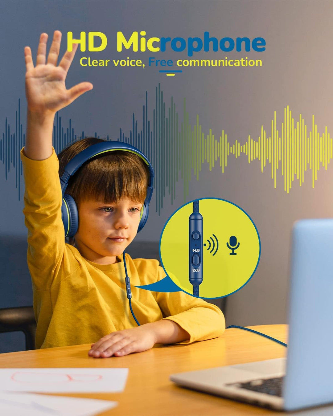 awatrue Kinder Kopfhörer[2 Pack], Kabel Kinderkopfhörer mit Mikrofon, Kopfhörer Kinder für Schule/Re