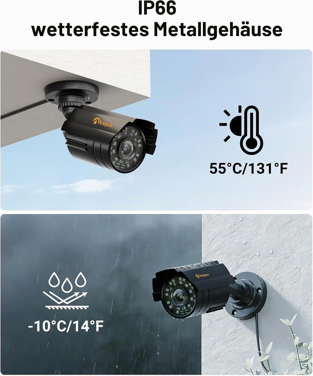 Anlapus 1080P Aussen Bullet Überwachungskamera IP66 Metallgehäuse 4in1 TVI/CVI/AHD/CVBS 24 IR LEDs 2
