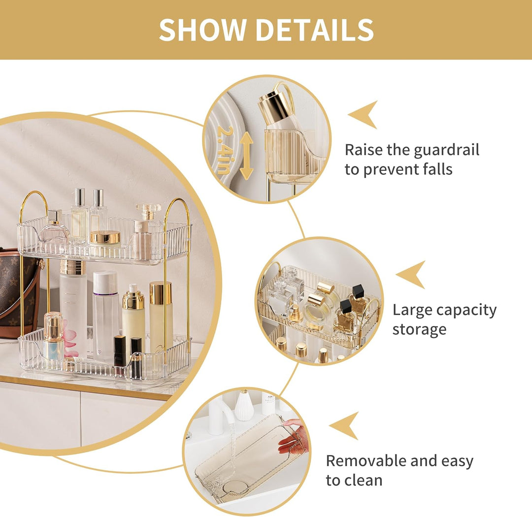 Makeup Organizer, Kosmetik Organizer 2 Ebenen, Beauty Organizer, Skincare Organizer, Badezimmer Orga