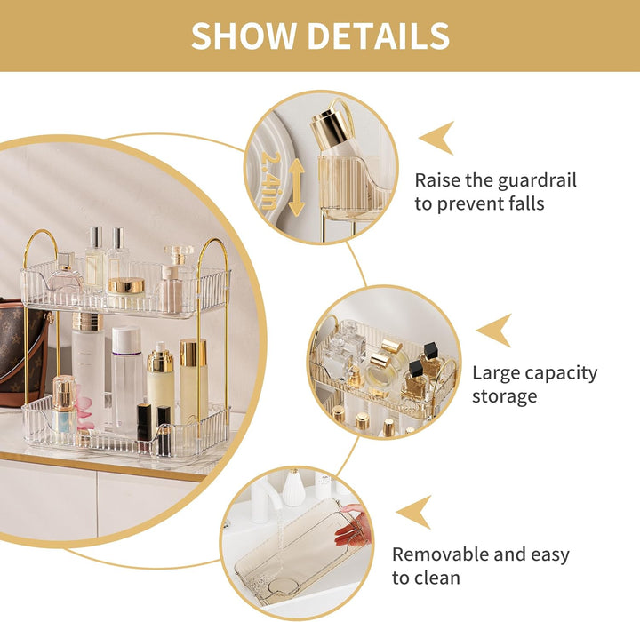 Makeup Organizer, Kosmetik Organizer 2 Ebenen, Beauty Organizer, Skincare Organizer, Badezimmer Orga