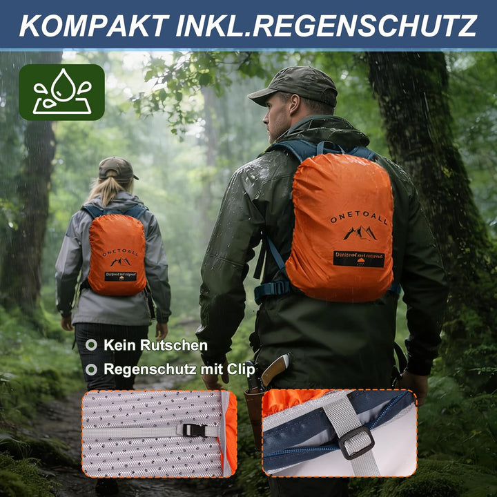 Diebstahlsicherer Wanderrucksack Damen 20L, Leichter Tagesrucksack Herren Klein, Wasserdichter Fahrr