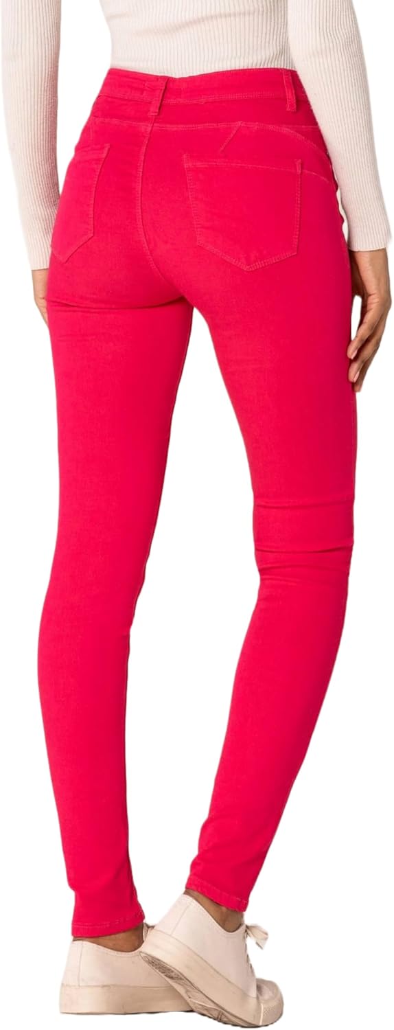 Nina Carter P106 Damen Jeanshosen Slim Fit Push-Up Skinny Jeans Mid-High Waist, XS Slim Himbeere (P1