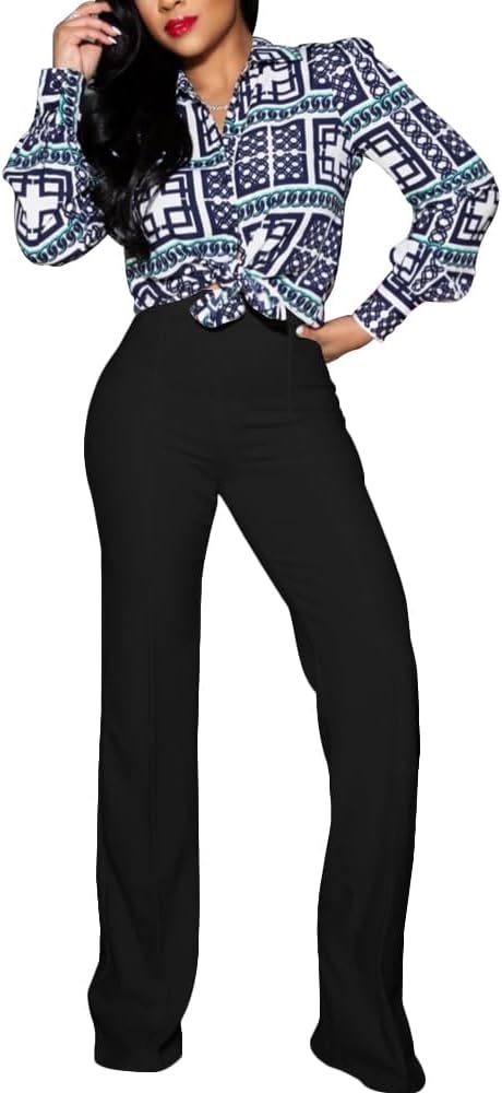 PINSV Damenhose mit hoher Taille, dehnbar, Bootcut, Schlupfhose, legere Arbeitshose 3257 Schwarz S,