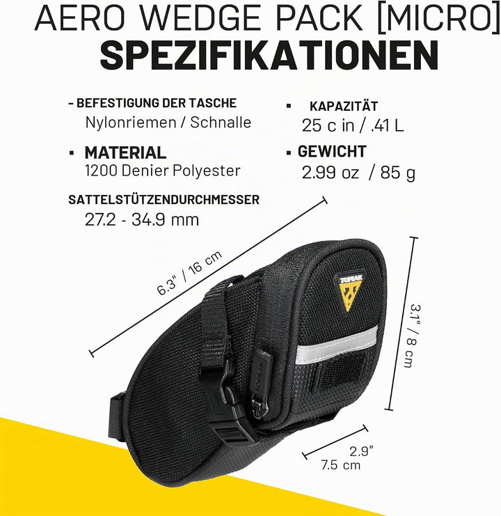 Topeak Satteltasche 15x7.5x8 cm, 0.41 L Schwarz, 15x7.5x8 cm, 0.41 L Schwarz