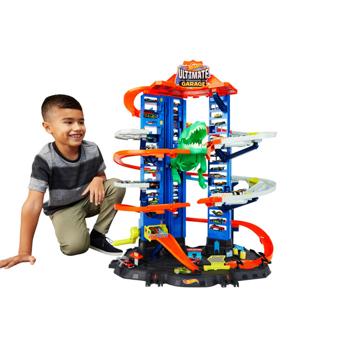 Hot Wheels City Robo T-Rex Ultimate Garage Multi-level multi-play mode Stores 100 plus 1:64 scale ca
