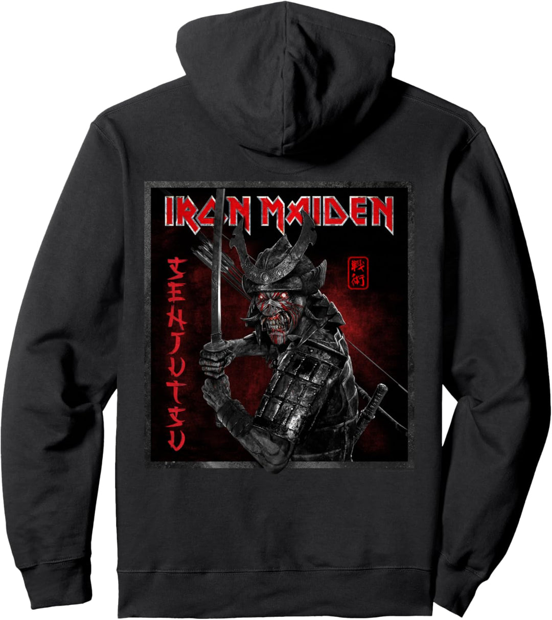 Iron Maiden - Senjutsu Logo Eddie Square Distress Front Back Pullover Hoodie