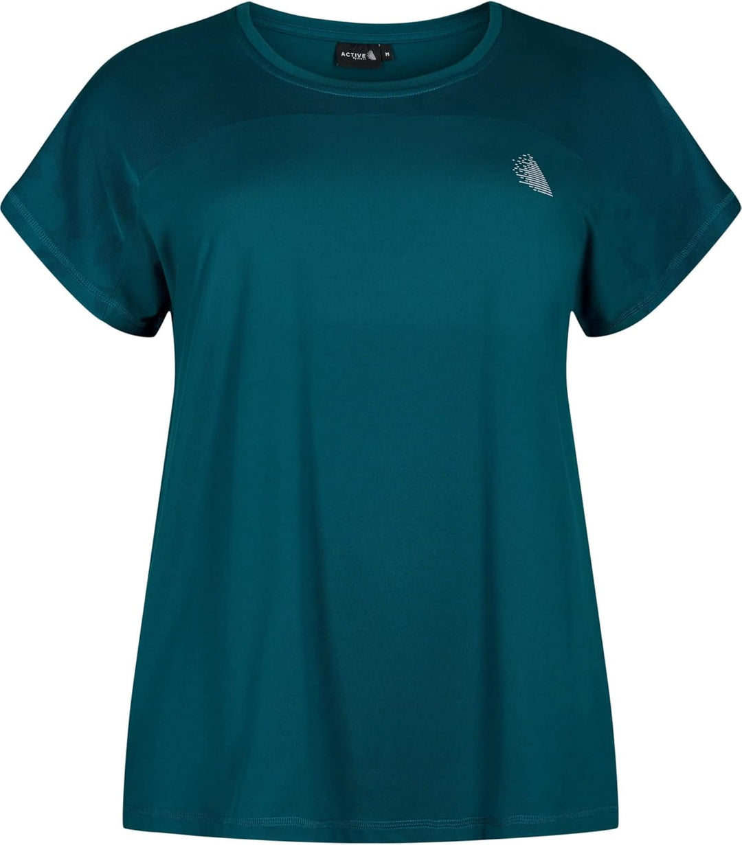 Zizzi Aktiv Frauen Grosse Grössen Rundhalsausschnitt T-Shirt Grösse 42-44 Grosse Grössen Deep Teal,