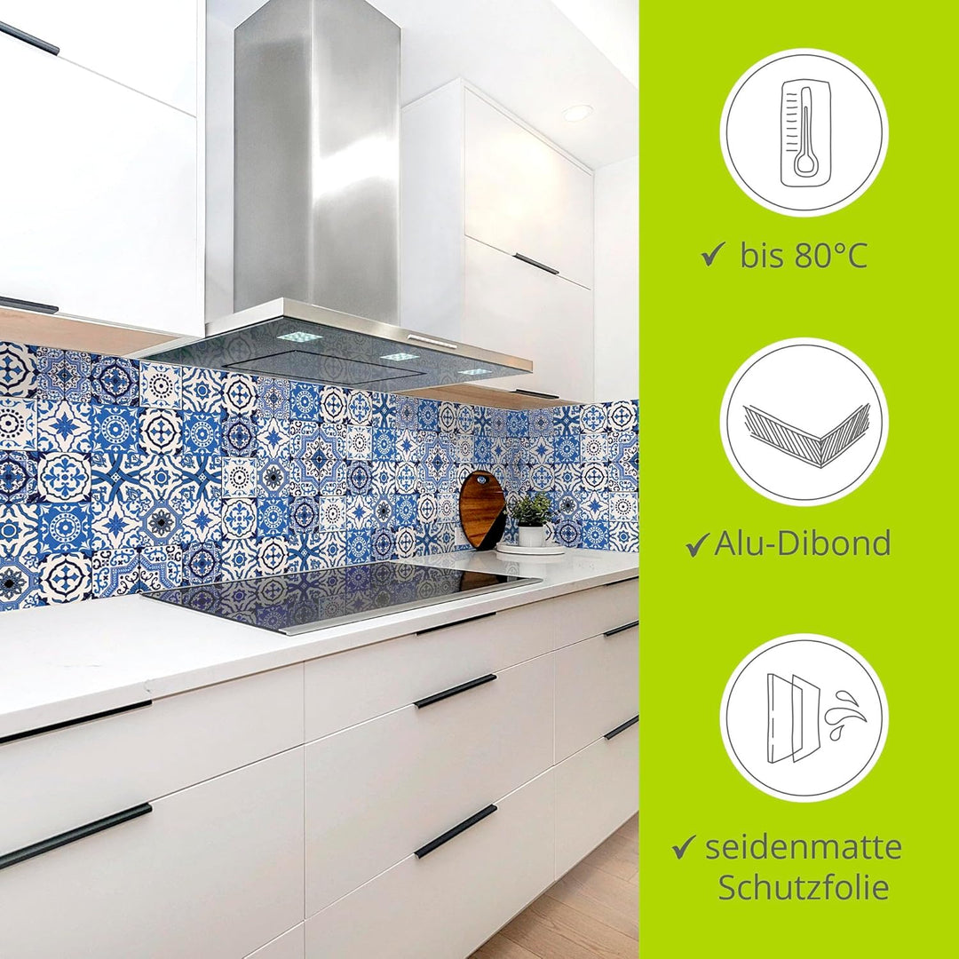 ARTland Spritzschutz Küche aus Alu für Herd Spüle 120x50 cm (BxH) Küchenrückwand mit Motiv Mosaik Fl