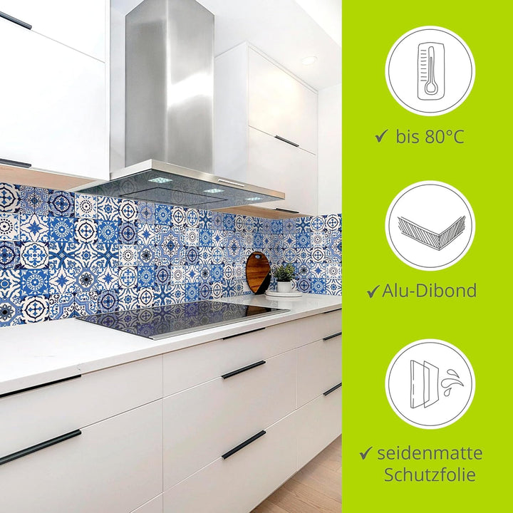 ARTland Spritzschutz Küche aus Alu für Herd Spüle 120x50 cm (BxH) Küchenrückwand mit Motiv Mosaik Fl