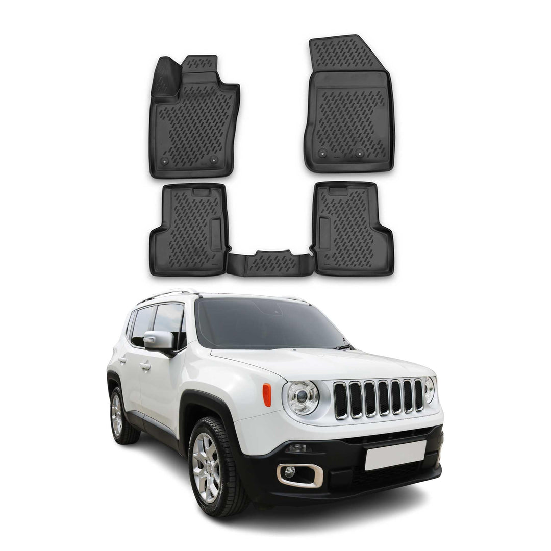 OMAC Gummimatten Fussmatten kompatibel mit Jeep Renegade 2014-2024 TPE Automatten Schwarz 4X Renegad