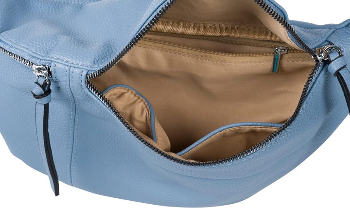 styleBREAKER Damen Halbmond Crossbody Schultertaschen Set 3-Teilig, Schultergurt mit Muster, Schlüss