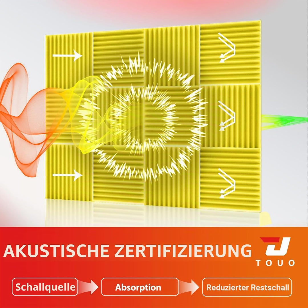 Akustikplatten, schalldichte Schaumstoffplatten für die Wand, 30,5 x 30,5 x 2,5 cm, schwer entflammb