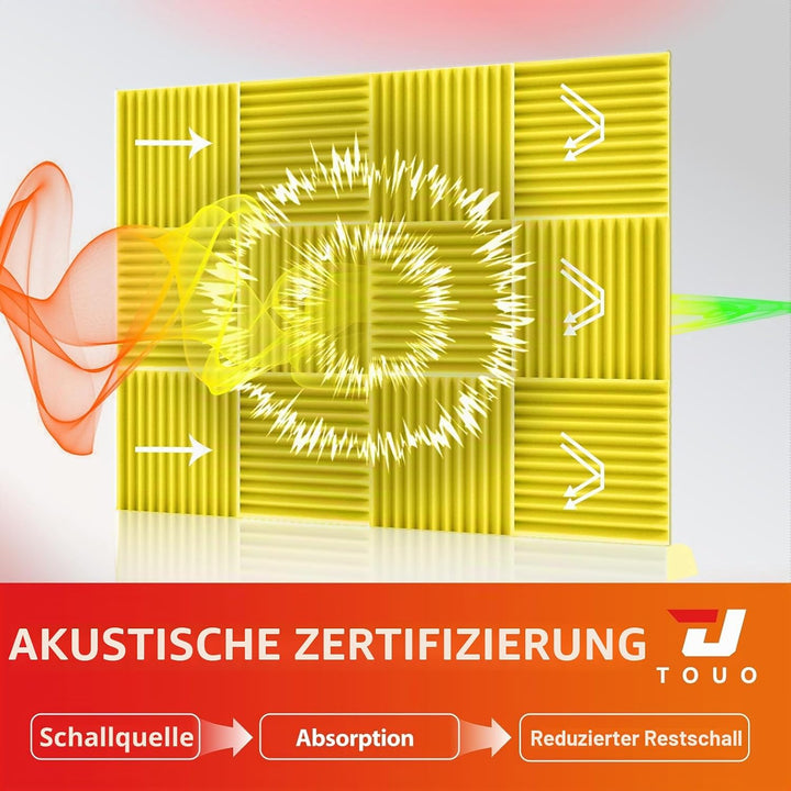 Akustikplatten, schalldichte Schaumstoffplatten für die Wand, 30,5 x 30,5 x 2,5 cm, schwer entflammb