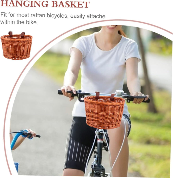 Rattan-fahrradkorb Vorderradgepäckträger Abnehmbar Zur Aufbewahrung