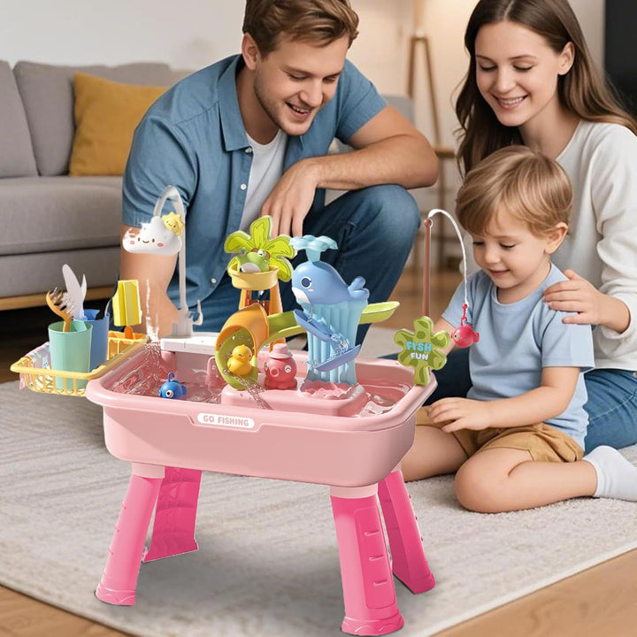 Wasserspiel-Tisch - Kinder Sand-Wasser-Tisch,4 Funktionen Spüle Mit Elektrischem Rollenspiel Für Gar